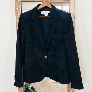 Zara Pinstripe padded shoulders 100% Wool Blazer